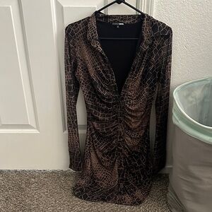 Fashion Nova Brown Crocodile Print Dress